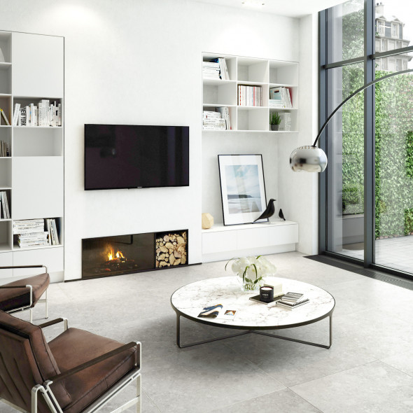 carrelages sol en céramique, carrelages sol, look béton, blanc, gris clair, Impermo, moderne & minimaliste